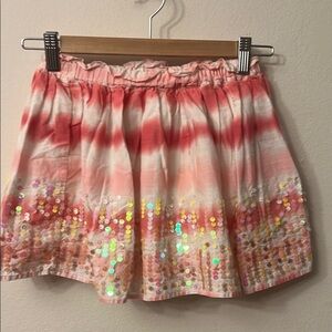 H&M White and Pink Bubble Mini Skirt with Ruched Sequin Design